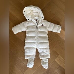 Moncler White Kids One Piece Snowsuit